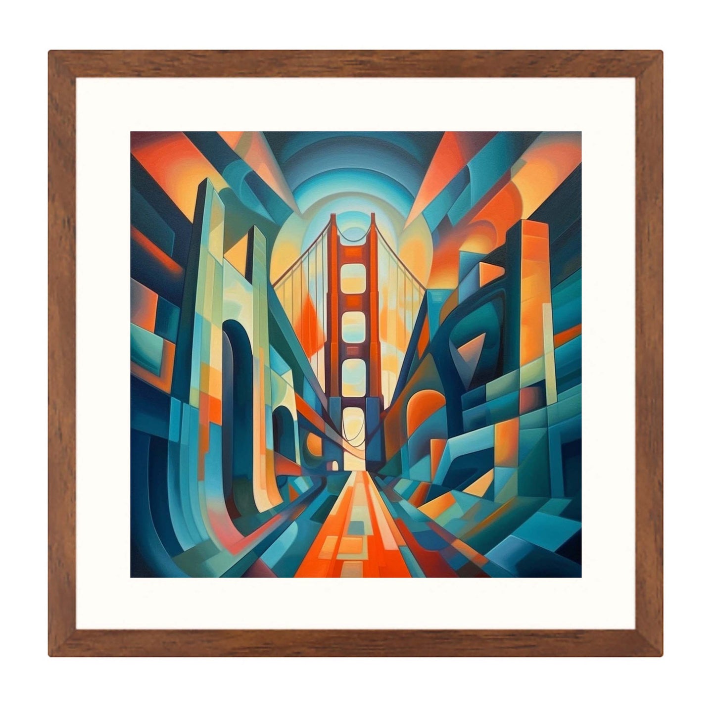 San Francisco Golden Gate Bridge - mural in the style of futurism