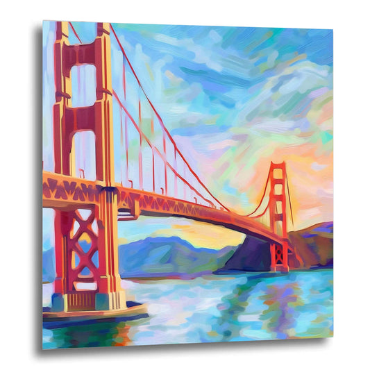 San Francisco Golden Gate Bridge mural in the style of impressionism