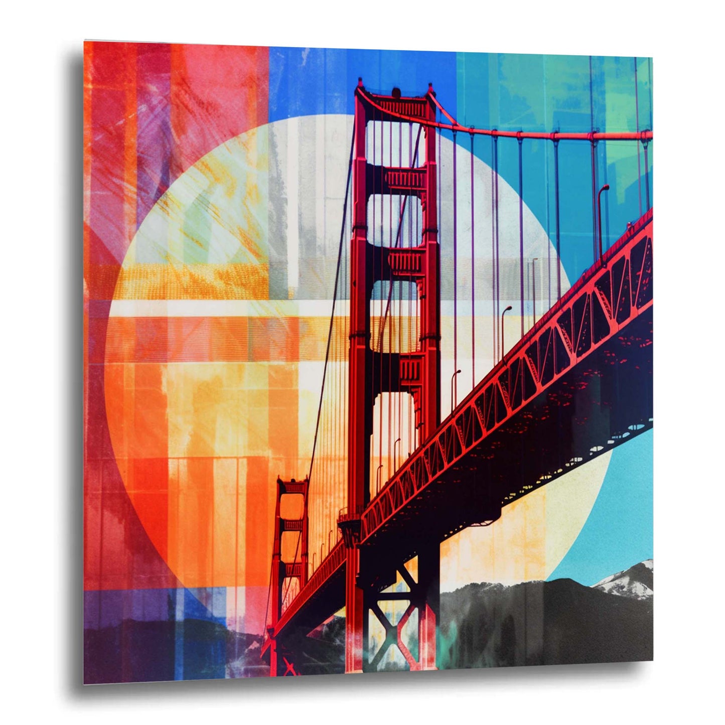 San Francisco Golden Gate Bridge - mural in the style of pop art
