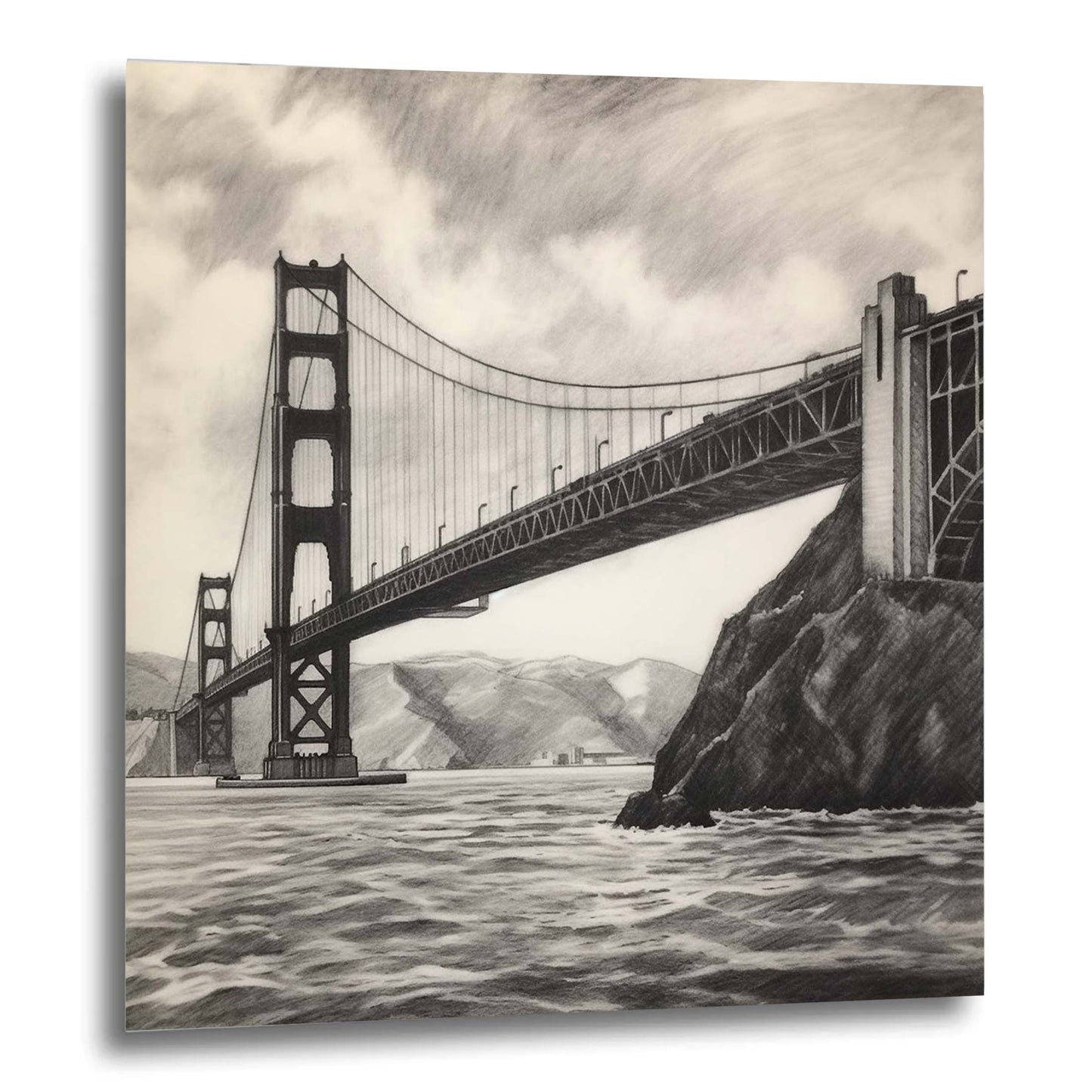 San Francisco Golden Gate Bridge - Mural in the style of a drawing