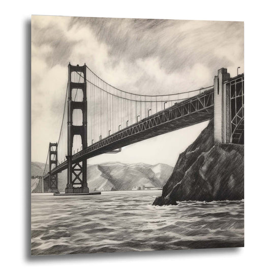 San Fransisco Golden Gate Bridge - Wandbild in der Stilrichtung einer Zeichnung