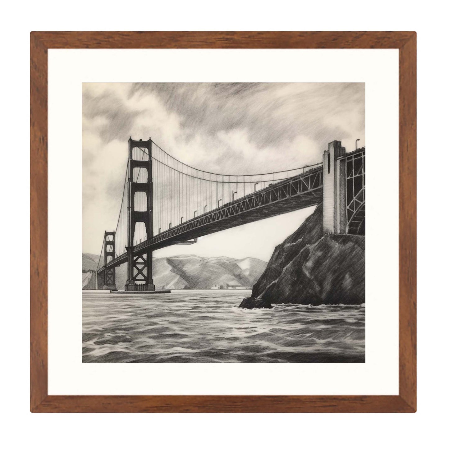 San Francisco Golden Gate Bridge - Mural in the style of a drawing