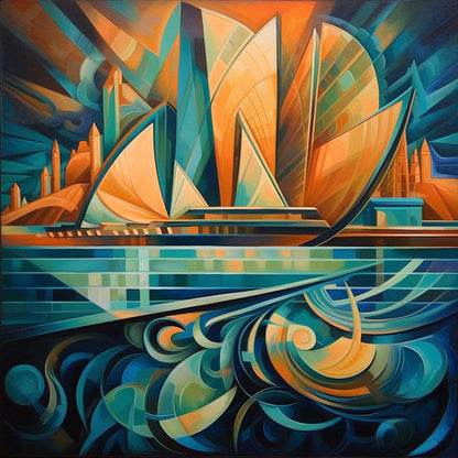 Sydney - Opera House - Wandbild in der Stilrichtung des Futurismus