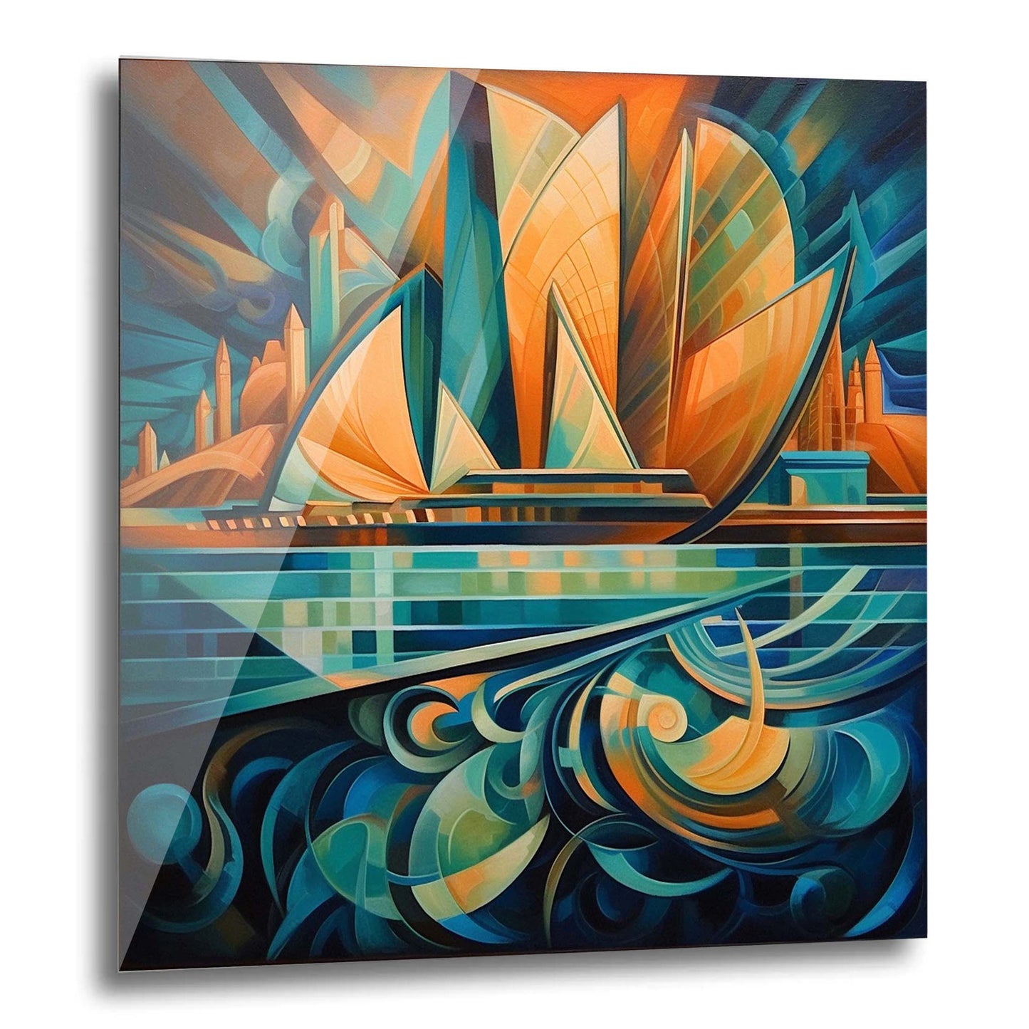 Sydney - Opera House - peinture murale dans le style du futurisme