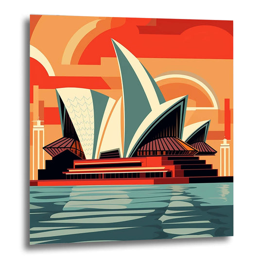 Sydney Opera House - peinture murale dans le style du minimalisme