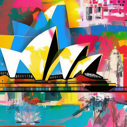Sydney - Opera House - mural in pop art style