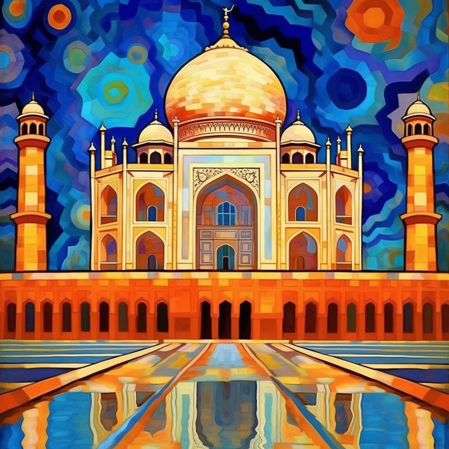 Urbanisto - Taj Mahal - Wandbild in der Stilrichtung des Expressionismus