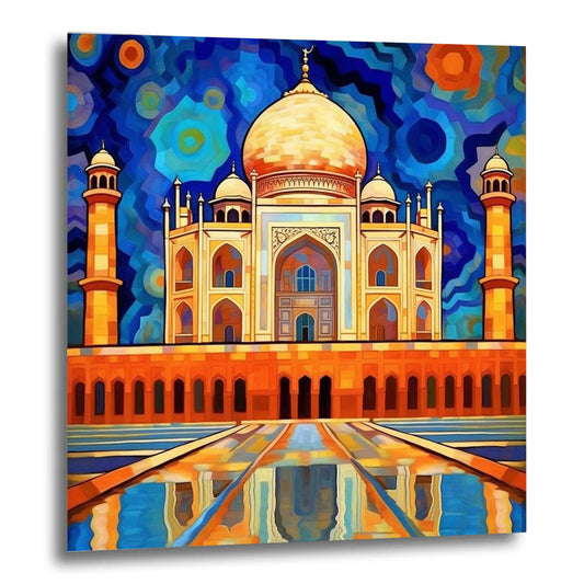 Taj Mahal - mural in the style of expressionism