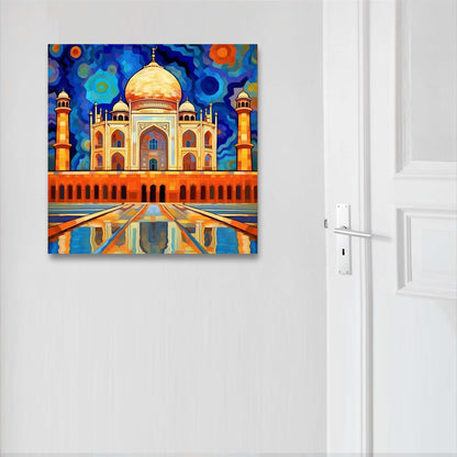 Taj Mahal - mural in the style of expressionism