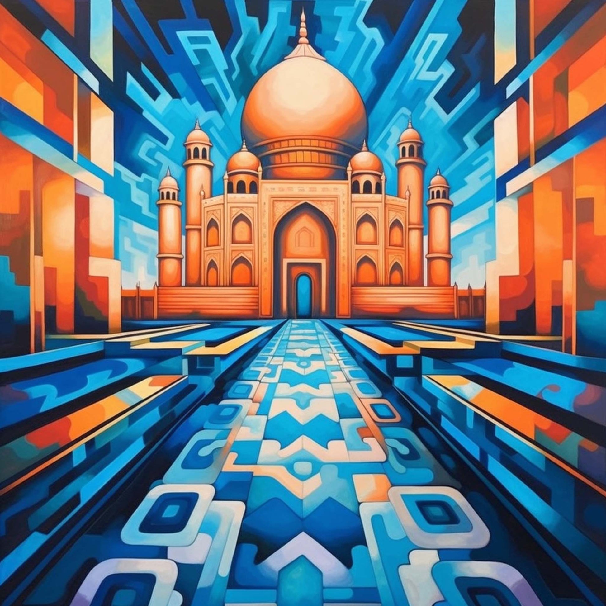 Urbanisto - Taj Mahal - Wandbild in der Stilrichtung des Futurismus