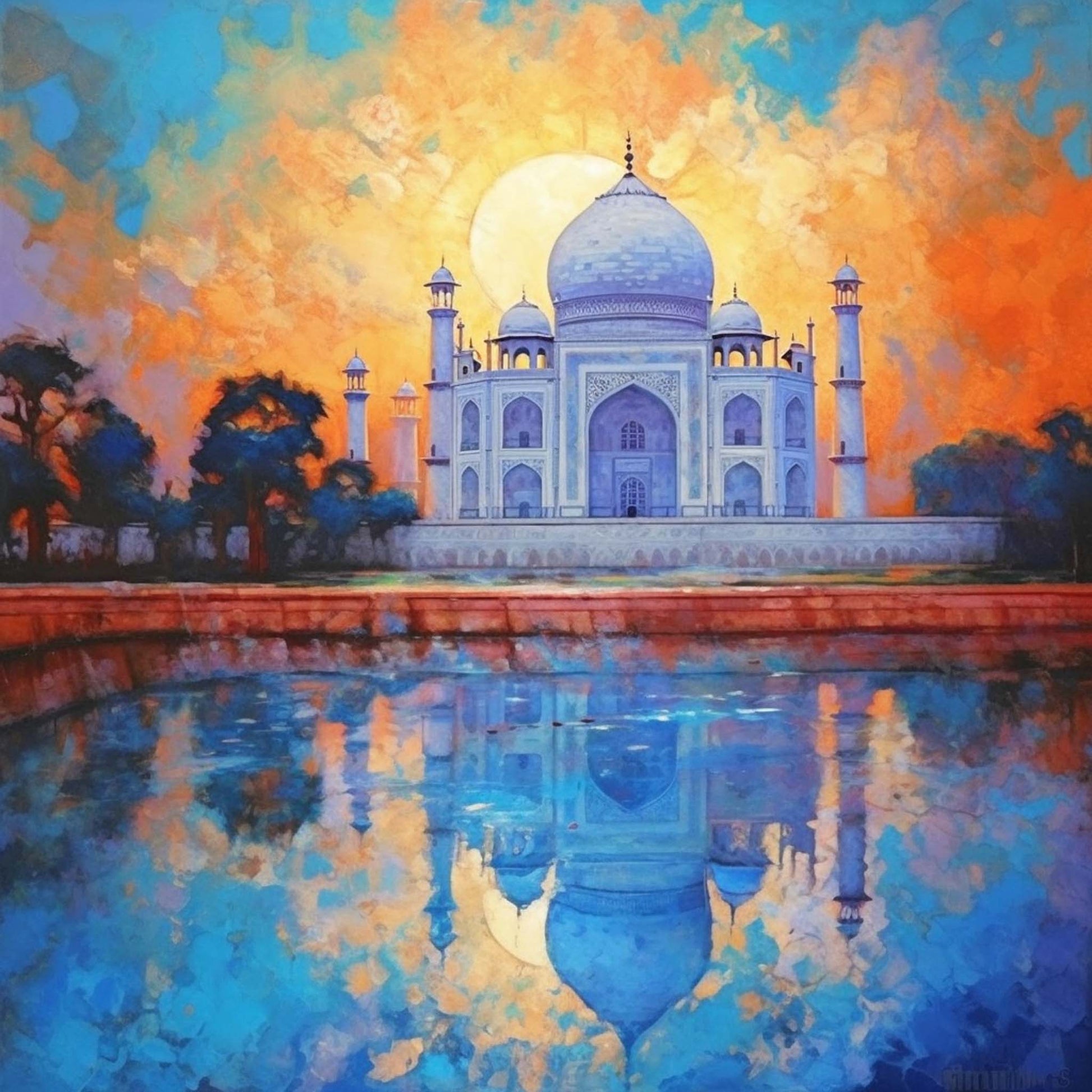 Urbanisto - Taj Mahal - Wandbild in der Stilrichtung des Impressionismus