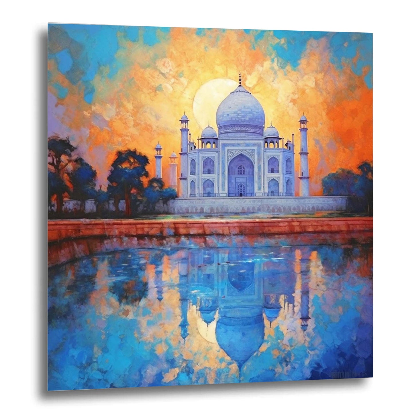 Taj Mahal - mural in the style of impressionism