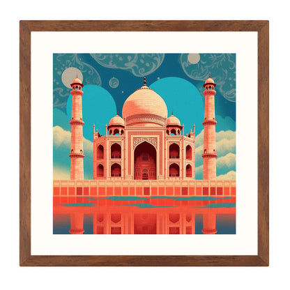 Taj Mahal - mural in the style of minimalism