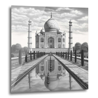Taj Mahal - mural in the style of a drawing