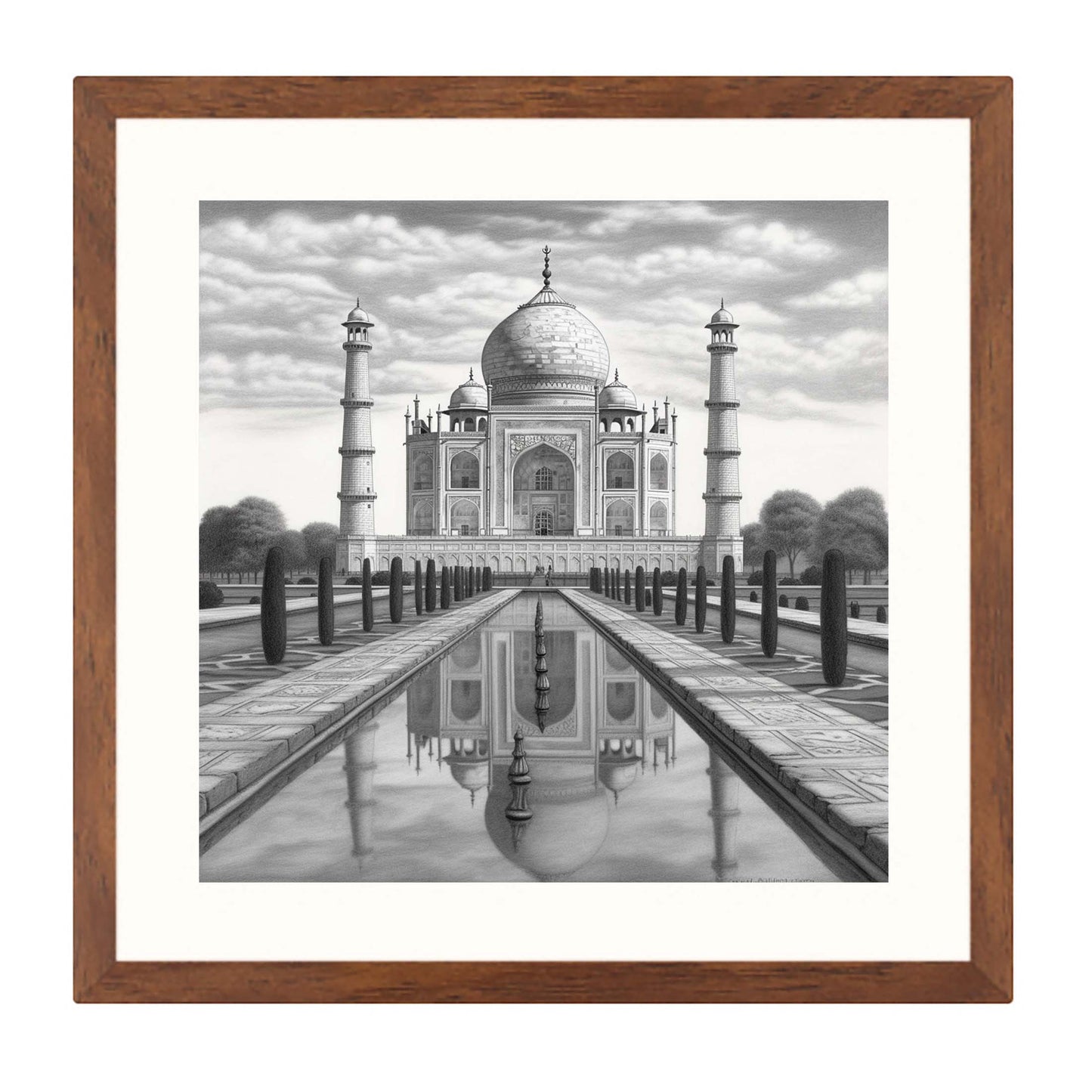 Taj Mahal - mural in the style of a drawing