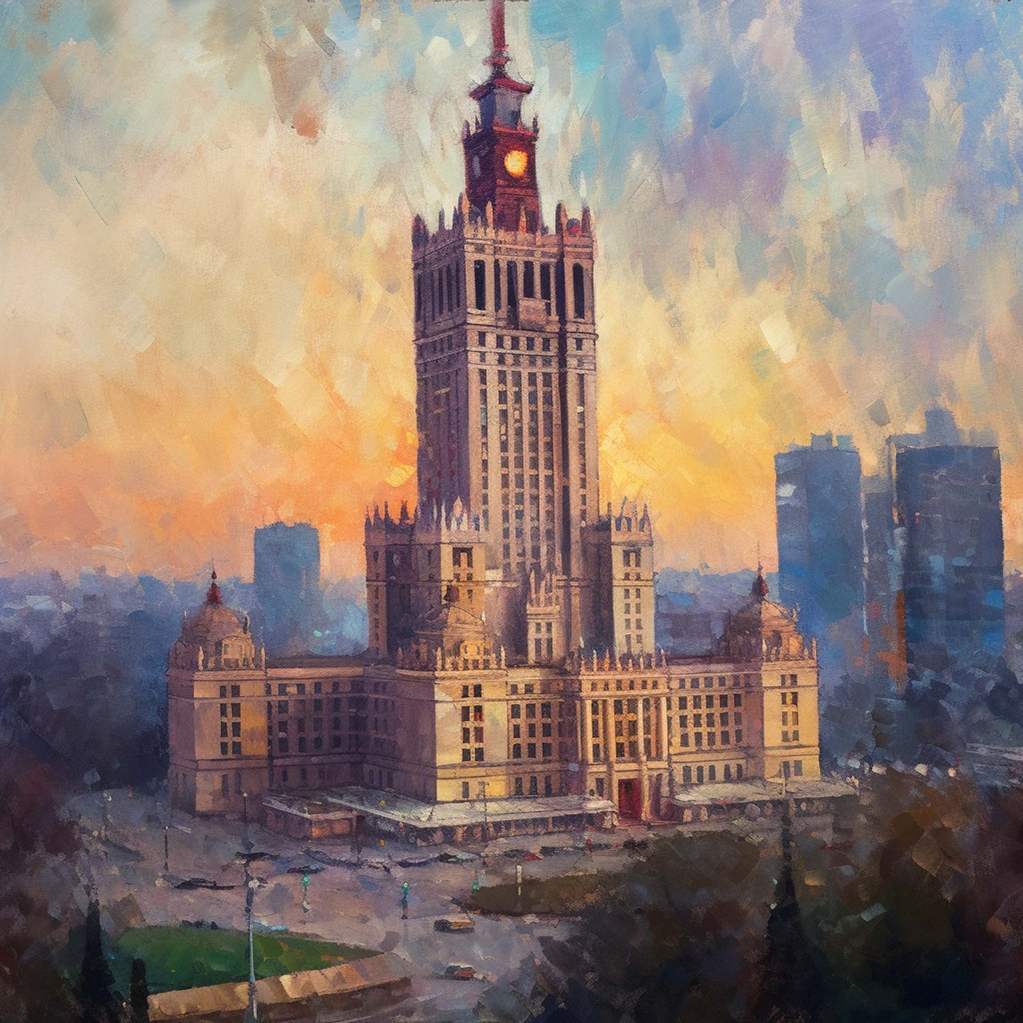 Warschau Kulturpalast - Wandbild in der Stilrichtung des Impressionismus
