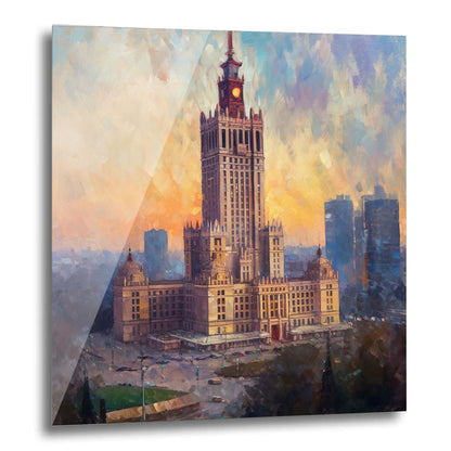 Warsaw Palace of Culture - mural in the style of impressionism