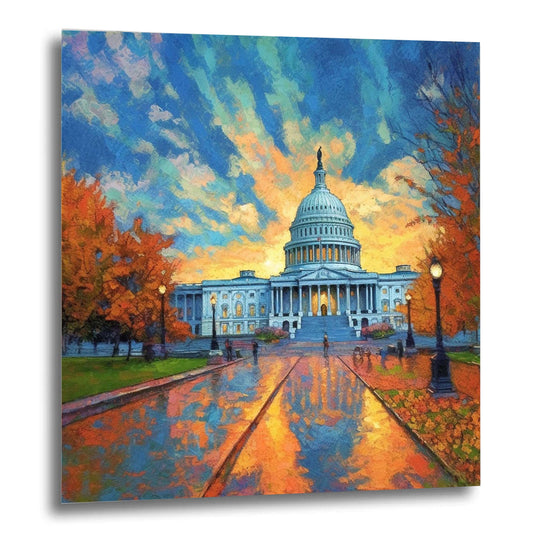 Washington Capitol - mural in the style of impressionism