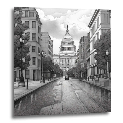 Washington Kapitol - Wandbild in der Stilrichtung einer Zeichnung