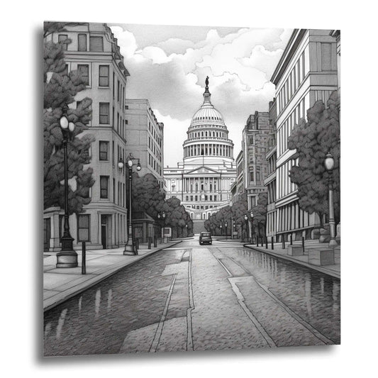 Washington Capitol - Mural in the style of a drawing