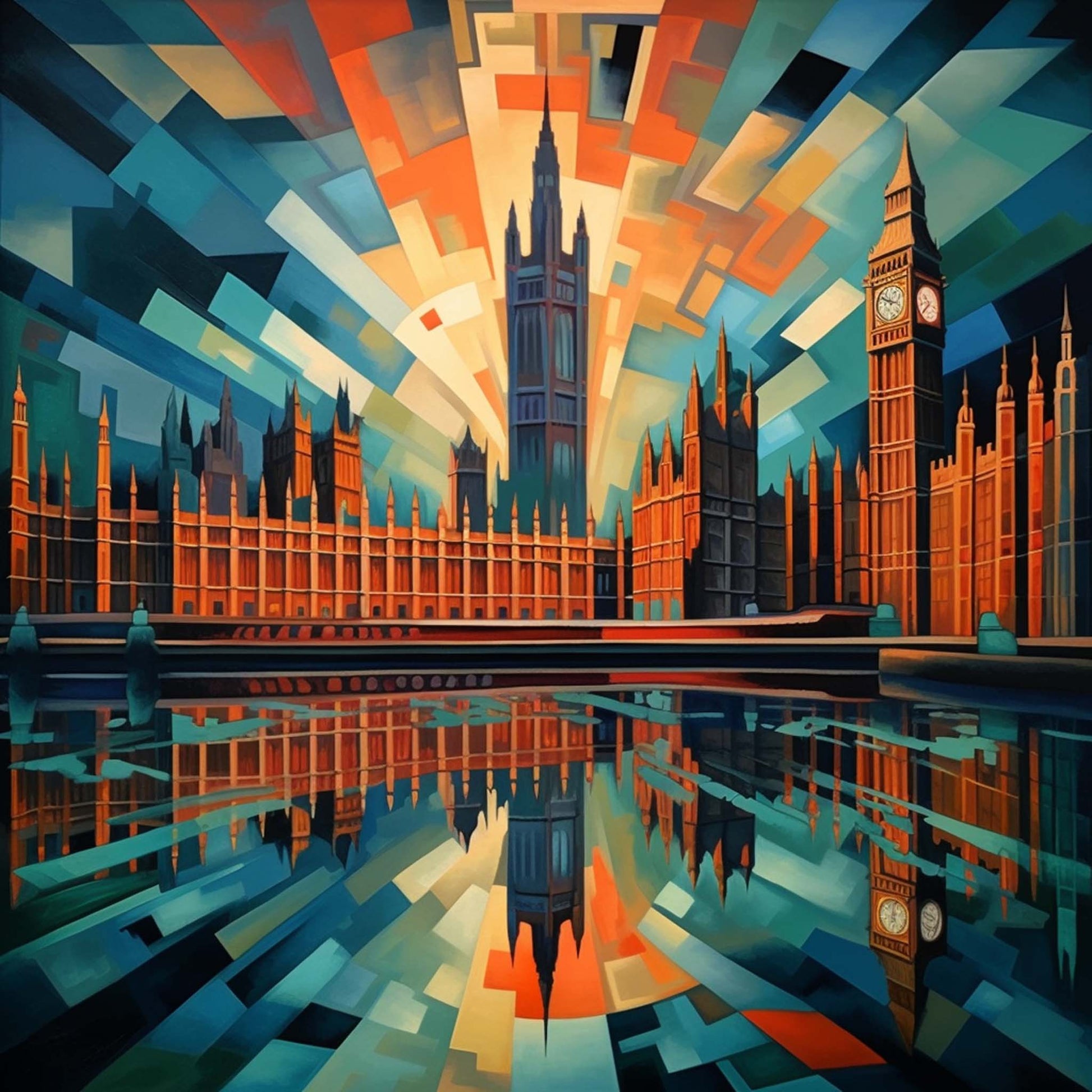 Urbanisto - London Westminster Palace - Wandbild in der Stilrichtung des Futurismus
